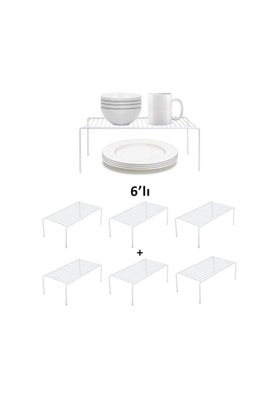 Tel Organizer Dolap Depolama Rafı 22x40cm Beyaz 6 Çok Renkli