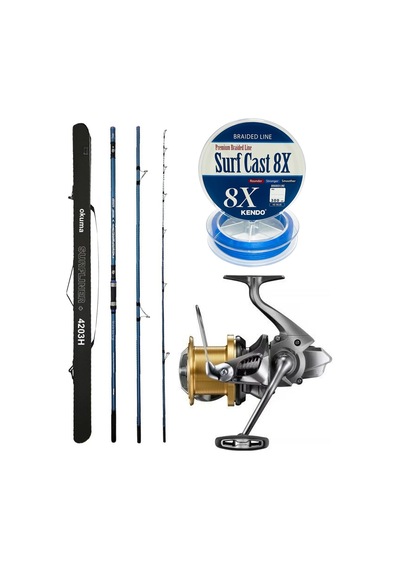Yekoutdoor Profesyonel Olta Seti Okuma Surfliner+ Surf 420cm 3 Parça Olta Kamışı&shimano Makina Aerlex Xsc 14000