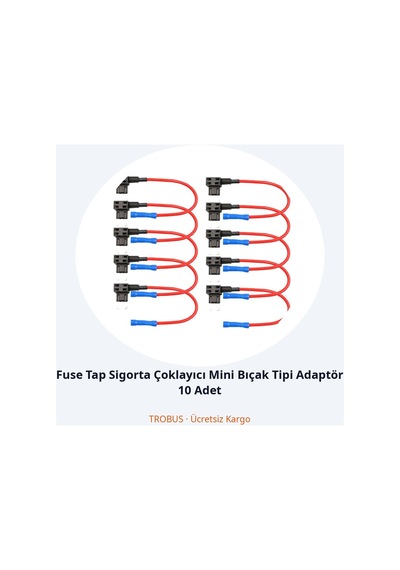 Trobus Fuse Tap Sigorta Çoklayıcı Mini Bıçak Tipi Adaptör 10 Adet Diğer