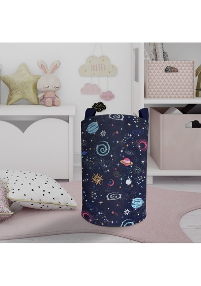 Mekta Home Bebek Ve Çocuk Odası Galaksi Desenli Oyuncak Sepeti Renkli Çok Renkli