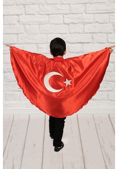 23 Nisan Ay Yıldızlı Kırmızı Pelerin (426173248)
