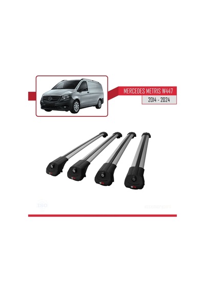 Mercedes Metris W447 2014 Ve Sonrası İle Uyumlu Ace-1 Ara Atkı Tavan Barı Gri 4 Adet Bar