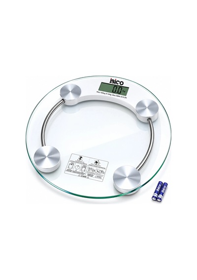 Dijital - Pilli Yuvarlak Banyo Baskül Terazi Tartı Lcd Ekran 180kg/0.1g 30x30cm İ11-026 5468