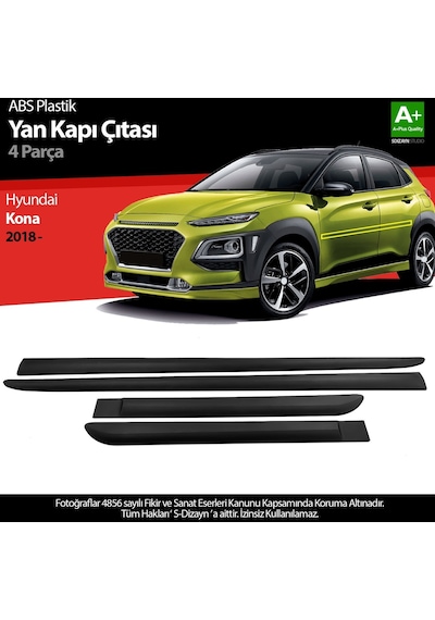 S-dizayn Hyundai Kona Abs Plastik Yan Kapı Koruma Çıtası 2018 Üzeri A+ Kalite