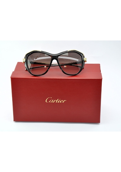 Cartier Panthere Dark Brown Cat Eye Polarize Kahverengi Kadın Güneş Gözlüğü T8201076 Kahverengi - Siyah Cartier Panthere Dark Brown Cat Eye Polarize Kahverengi Kadın Güneş Gözlüğü T8201076 Kahverengi - Siyah