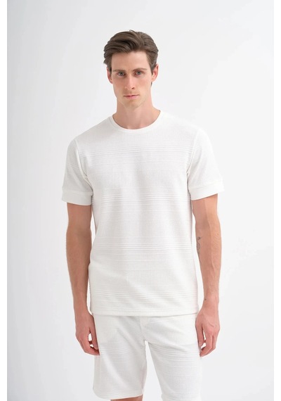 Cazador Polo Yaka Regular Fit Örme Dokulu Tişört 4207 Ekru
