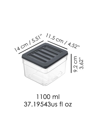 6'li Derin Buzdolabı Organizer Set Düzenleyici Saklama Kabı Mikrodalga Difriz Kabı 1100ml Antrasit Çok Renkli