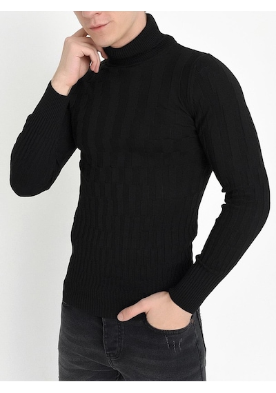 Efor Tr 819 Slim Fit Siyah O Yaka Triko Siyah