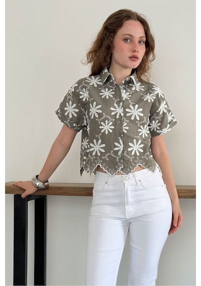 Verymoda Nakışlı Gömlek D2858 Haki