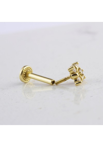 Glorria Altın Yonca Tragus Piercing Sarı