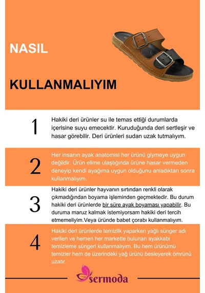Sermoda Hakiki Deri Erkek Terlik Doğal Deri Terlik T Taba Siyah