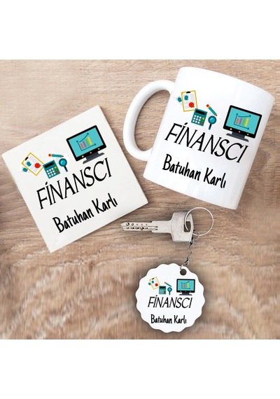 Finanscı Hediye Seti Kupa Bardak+Altlık+Anahtarlık