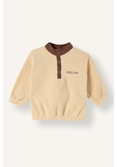 Defacto Baskılı Düğmeli Polar Sweatshirt Erkek Bebek G1124a526cwbg788 Bej-bg788
