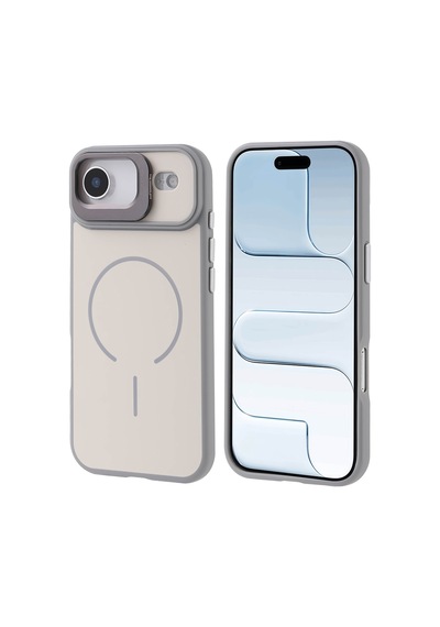 Zore İphone 17 Air Kılıf M-safe Şarj Özellikli Kamera Standlı Nvth Notron Kapak - Gri