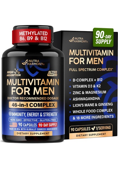 Nutraharmony Multivitamin For Men B-complex Men's Health 90 Kapsül Usa Menşeii Daphnelabs