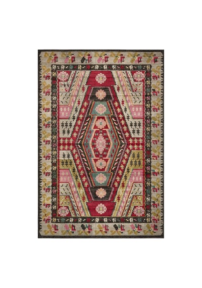 Mihrimah 502 Renkli Etnik Halı Vintage Halı Yıkanabilir İnce Dokuma Salon Ev Oturma Odası Halısı