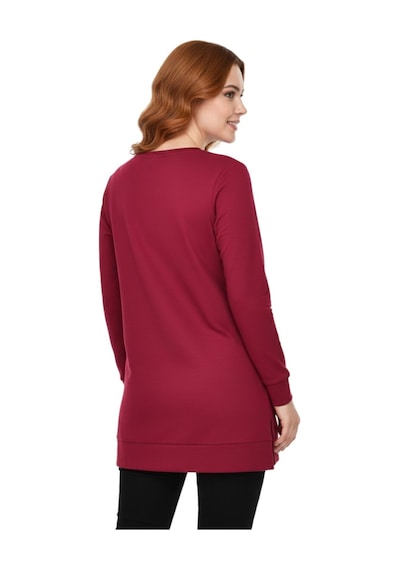 Caftan Kadın Sıfıryaka Önü Nakışlı Tunik Bgl-st05085 Bordo