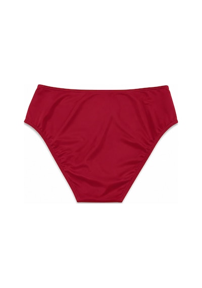 Büyük Beden Yan Drapeli Toparlayıcı Yüksek Bel Kadın Bikini Alt Kırmızı