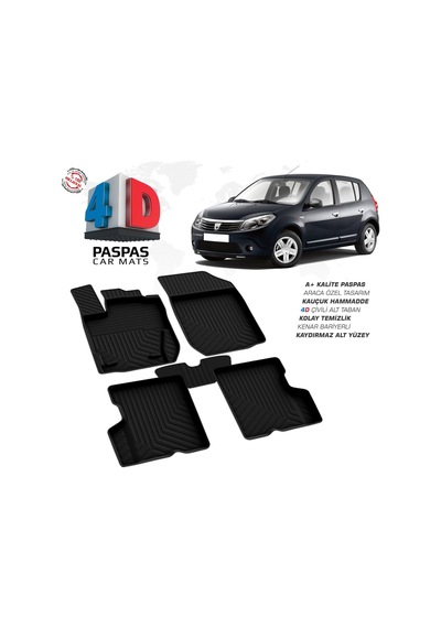 Dacia Sandero 4d Araca Özel Havuzlu Kauçuk Paspas 2008-2013