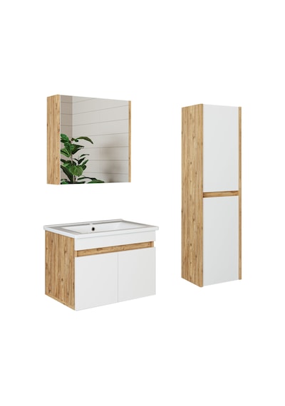 Roomart '' Lavabolu '' Atlantik-beyaz Mat Mdf 65 Cm Banyo Alt Dol Atlantik Çam - Beyaz