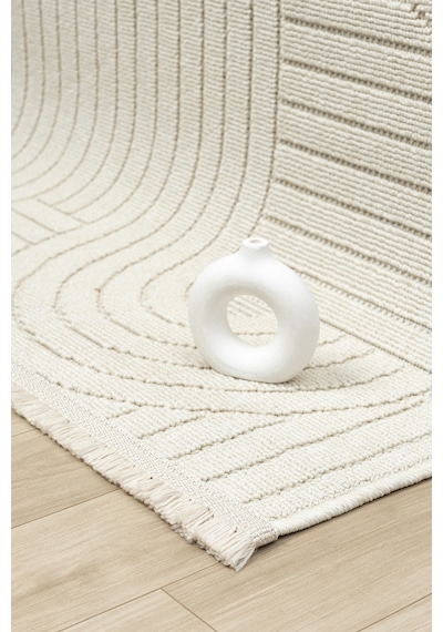 Mariesse Home Lara İskandinav Dokuma Bukleli Modern Salon Halısı Mutfak Halısı Koridor Halısı Yolluk 623-krem