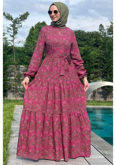 Rabia Şamlı Betül Gül Kurusu Elbise Gülkurusu