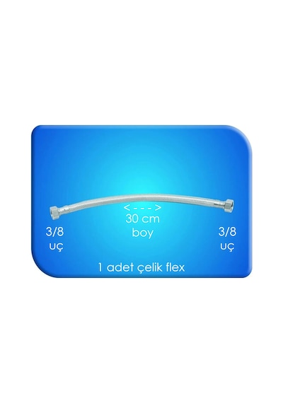 Flex Çelik Su Hortumu 3/8 3/8 Uç 30 Cm Boy 1 Adet