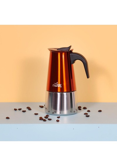 Any Morning Fe001-6 Espresso Kahve Makinesi Paslanmaz Çelik İndüksiyonlu Moka Pot 300 Ml Bakır