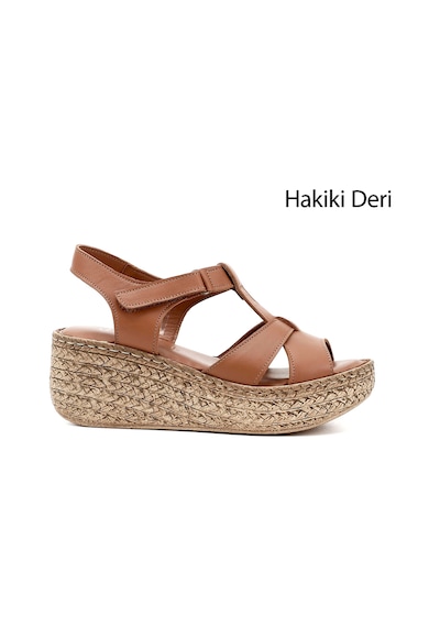 Gönderi(R) Gönderi R Kadın Taba Antik Cırt Bantlı Dolgu Topuk Hakiki Deri Sandalet Dyza70945771 Taba