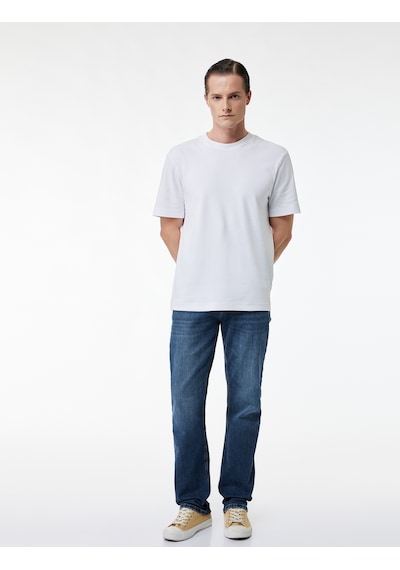 Koton Pamuklu Normal Bel Straight Fit Jean Pantolon - Mark Jean Koyu İndigo 6sam40071nd