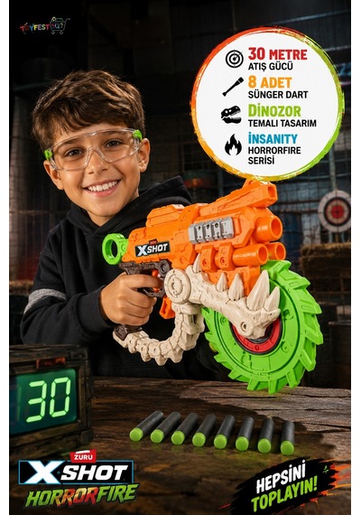 Horror Fire Dart Tabancası 8 Dart 30 Metre Atış Gücü Insanity Serisi 28 Cm