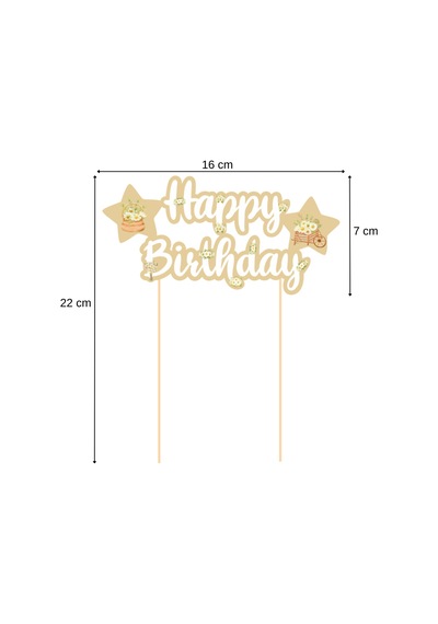 Papatya Temalı Happy Birthday Kaligrafi Pasta Üstü Süs Tüm Yaşlar