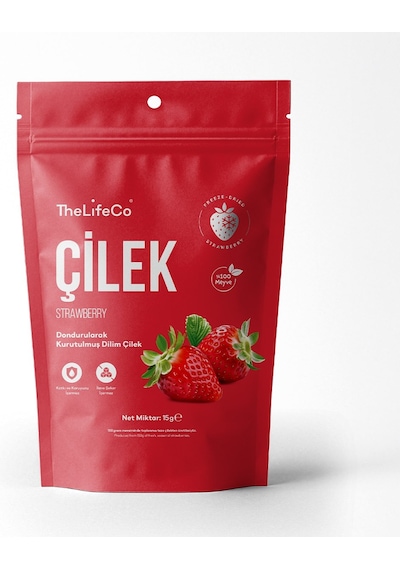 Thelifeco Freeze Dried - Dondurularak Kurutulmuş Dilim Çilek 3'lü Paket 45 G