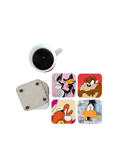 Looney Tunes Dekoratif Ahşap Bardak Altlığı Seti 0106 Çok Renkli