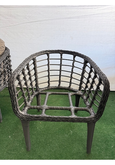 Tu Tienda Kartepe 2 1 1 Sehpa 60 90 Rattan Bahçe Balkon Takimi,antrasit Rattan/gri Kumaş Gri