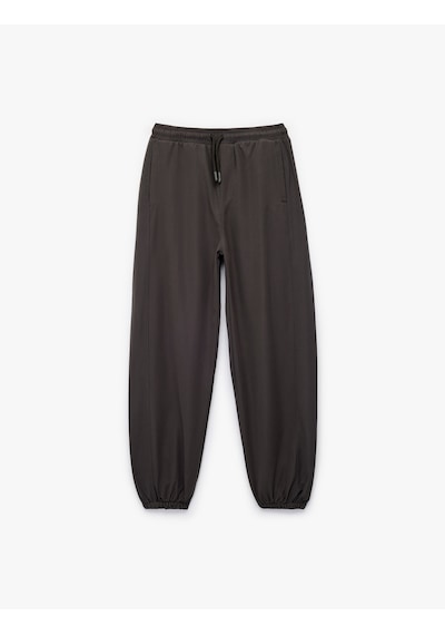 Koton Cepli Beli Lastikli Bağlamalı Loose Fit Jogger Paraşüt Pantolon Antrasit 6wkb40018tw Antrasit