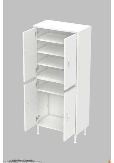 Sion Ayakkabılık - Kapaklı 4 Raf 6 Bölmeli Dar Alanlar İçin Çok Amaçlı Dolap 60 Cm