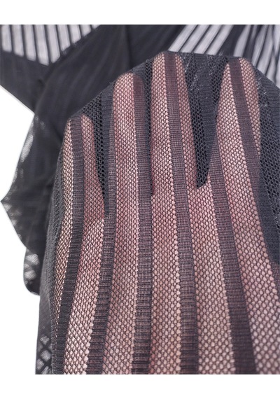 Siyah Kendinden Desenli Yumuşak File Tül Kumaş Bluzluk & Elbiselik 80x450cm-12837