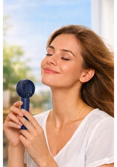 Jasper Sr-0034 Lacivert Taşınabilir Standlı Serinletici Fan 3 Hız Ayarlı , Typ-c Şarjlı Fan Masaüstü Fan Vantilatör 2w-5