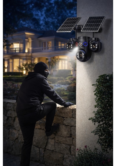 Esvision 7020 4 Lensli 4G Çift Solar Panel 16x Zoom Dual Batarya Hieasy Aov Sürekli Kayıt Gece Görüş Çift Yönlü Ses Akıllı Kamera