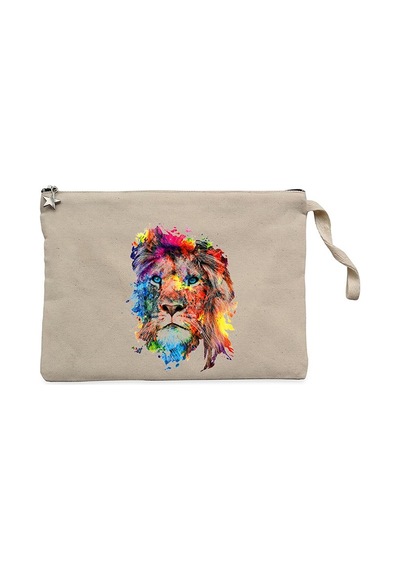 Lion Brothers Lion Rainbow Krem Clutch Astarlı Cüzdan / El Çantası Krem