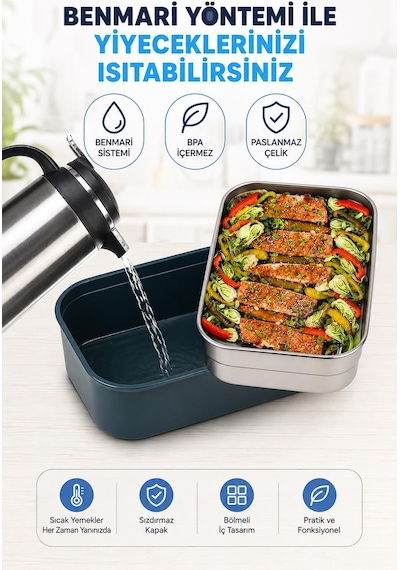Vagonlife Bl2221-2 Pembe 1600 Ml 2 Katlı 3 Bölmeli Paslanmaz Çelik Lunch Box Beslenme Kabı Çok Renkli