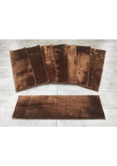 Comfort Kahve Renk 5 Adet Merdiven Halısı Pufidik Peluş Kaymaz