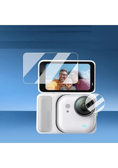 Teknoroket Insta360 Go Ultra Temperli Cam Ekran Koruyucu 9h 2 Parça: Arka Ekran + Lens Şeffaf