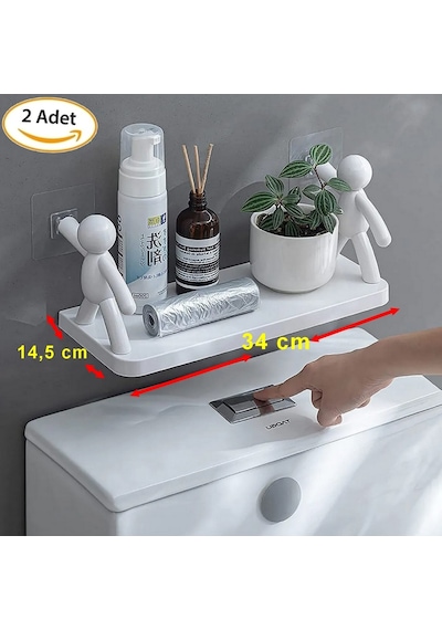 2 Adet Büyük Boy Yapıskanlı Banyo Organizer Duvar Raf Banyo Rafı