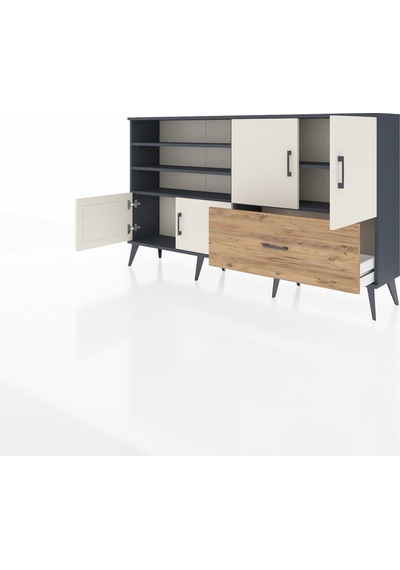 Arges Konsol 5 Raflı Tek Çekmeceli 4 Kapaklı 176x30x99 Antrasit-a Antrasit-aytaşı/çam Arges Konsol 5 Raflı Tek Çekmeceli 4 Kapaklı 176x30x99 Antrasit-a Antrasit-aytaşı/çam