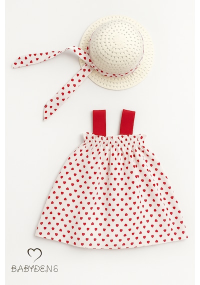 Babyden's Kız Bebek Kalp Desenli Fiyonklu Yazlık Elbise Şapkalı Takım - Kırmızı Beyaz Pamuklu Bebek Elbisesi Kırmızı - Beyaz Babyden's Kız Bebek Kalp Desenli Fiyonklu Yazlık Elbise Şapkalı Takım - Kırmızı Beyaz Pamuklu Bebek Elbisesi Kırmızı - Beyaz