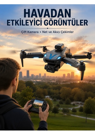Katlanabilir Çift Kameralı Drone Uzaktan Kumandalı Hava Aracı Belirtilmemiş