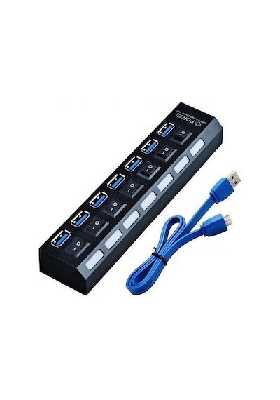 Alfais 5258 7 Port Usb 3.0 2.0 Hub Çoklayıcı Çoğaltıcı Anahtarlı Switch
