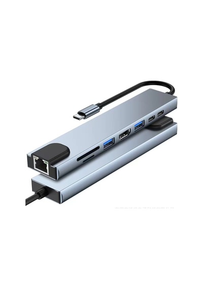 8 In 1 Type-c To Hdtv Çok Portlu Hub 4k Hdmı Pd Rj45 Usb 3.0 Sd Tf Çevirici Adaptör